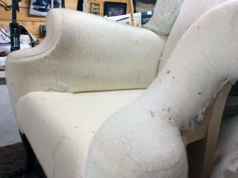 winged armchair fabric recover