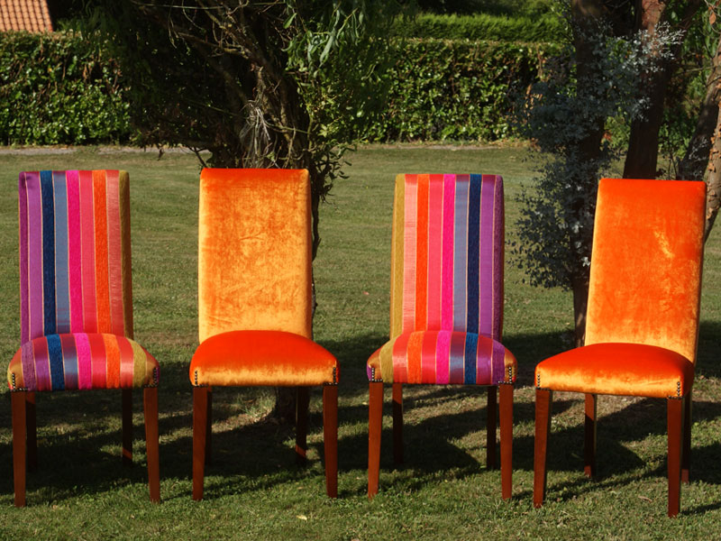 bright coloured fabric for dining chair restoration